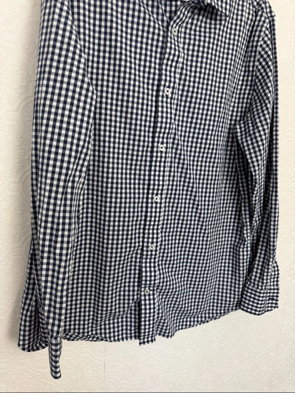 Banana Republic Slim Fit Button Down‎ Shirt Mens XL Blue White Gingham Stretch